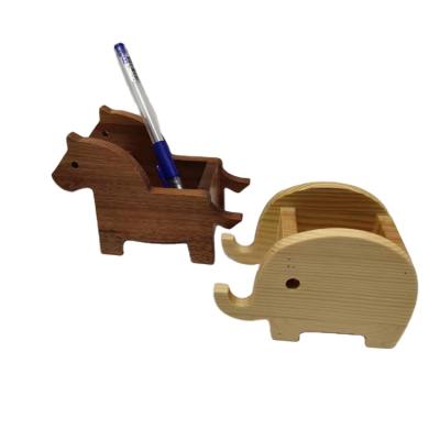 China handmade wood cute animal shaped multipurpose pen holder stationery for sale