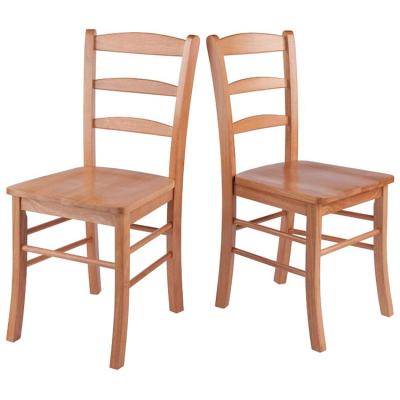 China High quality oak wood antique white cross back x chairs 2-pc set ladder back chair light oak for sale