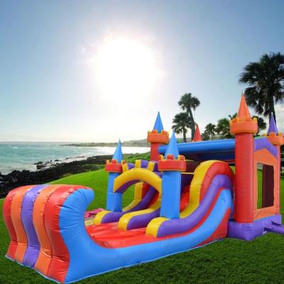 China Custom Logo Printed Inflatable Castle Patrol Bounce House with Water Slide Combo for sale