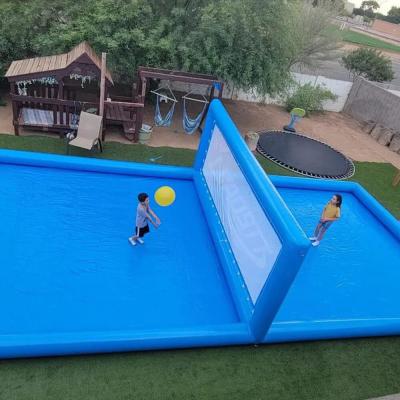 China Castle Design Swimming Pool Inflatable Giant Volleyball Court with Customized Color for sale