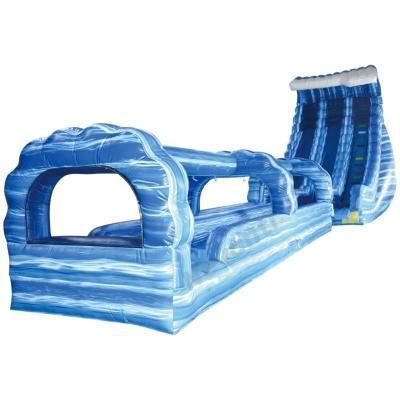 China Customized Inflatable Water Slide with Pool Blue Crush 2 Lane Run N Splash Combo 1000ft for sale