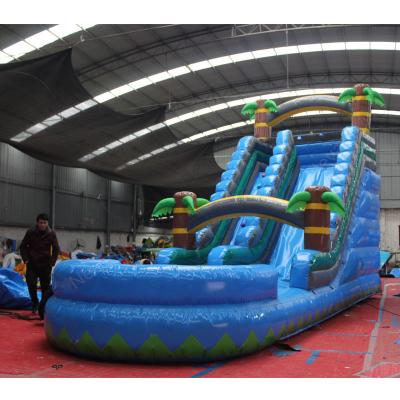 China 15 pies Niños Cali Palmas tobogán inflable con piscina doble tobogán de agua de gran tamaño lonas de PVC en venta