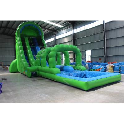 China Gran castillo verde tobogán de agua inflable con piscina personalizable y de grado comercial en venta