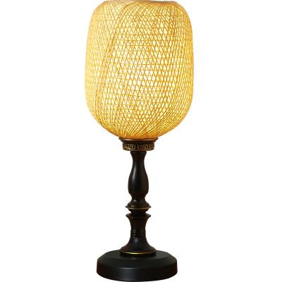 China New Design Living Room 2022 Retro Rattan Table Lamp Light E27 Metal Main Body For Living Room Home Study Room for sale