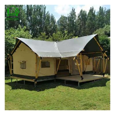 China 2021 UV-resistant new design 50 square meter outdoor waterproof safari desert hotel resort house luxury glamping tents for sale