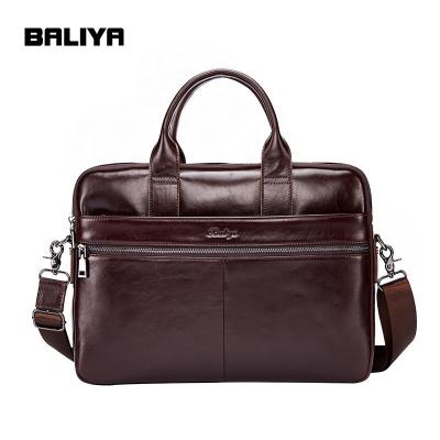 China BALIYA Factory Wholesale Vintage Genuine Leather Designer Genuine Leather Briefcase for Men for sale