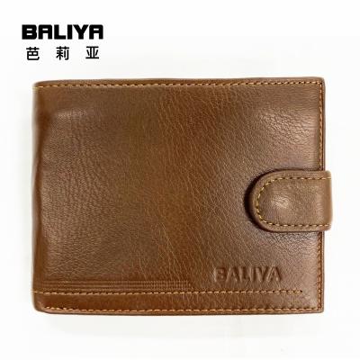 China BALIYA Fragment Brown Waterproof Minimalist Slim Wallet Men Genuine Leather Wallets Line 100% Genuine Leather Mens for sale