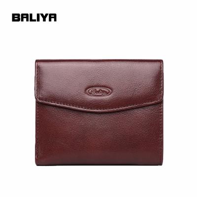 China Waterproof BALIYA Accept Customized Genuine Leather Short Men 2021 Wallet Portmonee Wallet Men Wallet for sale