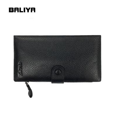 China Fashion Design Multi Position BALIYA Handmade Card Type Long Pure Leather Wallets For Men Scare Leather Slim Card Holder for sale