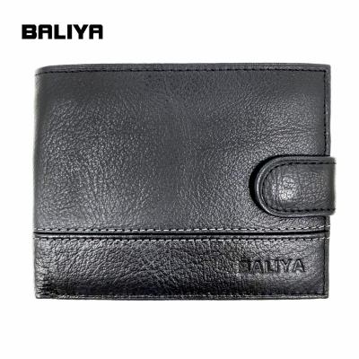 China BALIYA Waterproof High End Customized Slim Short Leather Wallet For Men Genuine Leather for sale