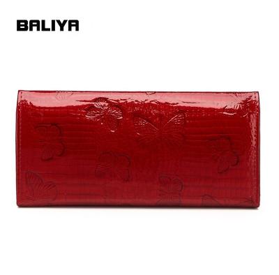 China BALIYA Real Leather Luxury Women Butterfly Storage Layer Multi Waterproof Crocodile Wallets for sale