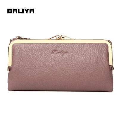 China RFID BALIYA factory wholesale genuine leather long wallets for women fashionable wallet for sale