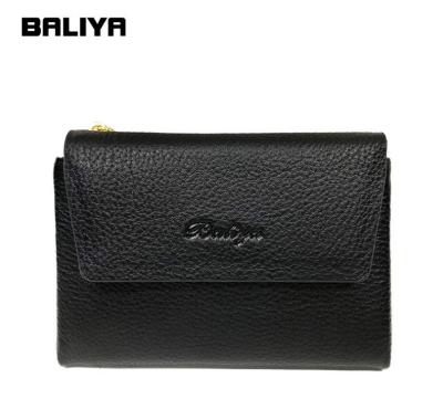 China Wholesale Genuine Leather Wallet Logo Short Wallets For Women Custom Made RFID Block BALIYA Hot Sale Women's Genuine Leather Wallet for sale