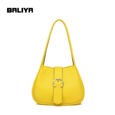 China Fashion BALIYA Yellow Color Optional Fashion Bucket Woman Portable Genuine Leather Eco-Friendly Bag for sale