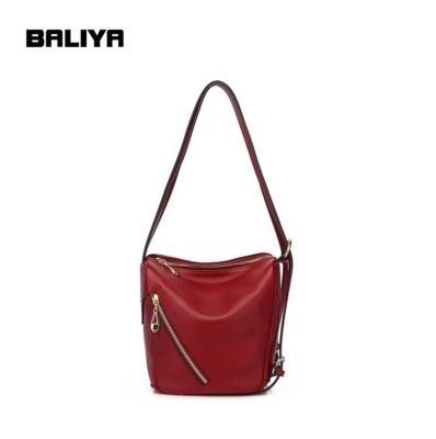 China Fashion BALIYA Square Zipper Luxury Formal Pure Leather Large Handbags For Women for sale