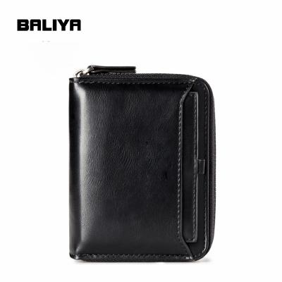 China Fashion BALIYA 2021 Luxury Short Men Card Holder Genuine Leather Wallet For Man for sale