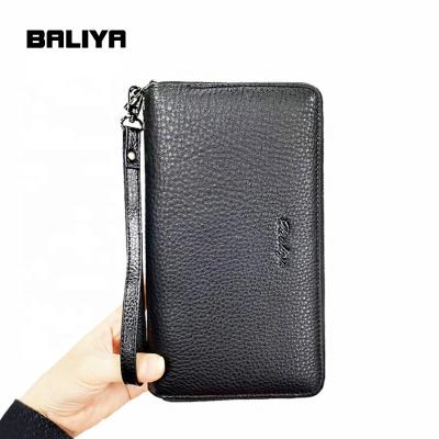 China BALIYA Manufacturer High Quality Genuine Leather Office Carry Bags With Large Capacity For Men's Long Wallets for sale