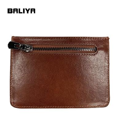 China Custom Wholesale RFID Block BALIYA OEM Coffee Vintage Lash Leather Rfid Card Holder Wallet for sale