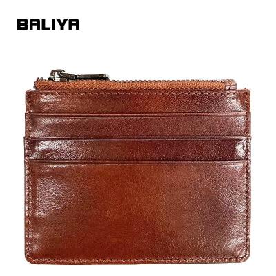 China Credit Card Leather Holder RFID Block BALIYA Fashion Custom Card Wallet Men ID Card Holder Slim Wallet Business Wallet for sale