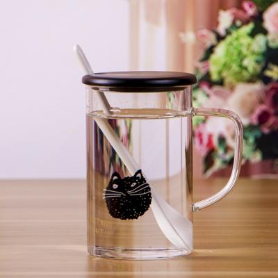 China OEM/ODM viable design transparent clear fancy cheap glass mug with logo and handle for customized for sale