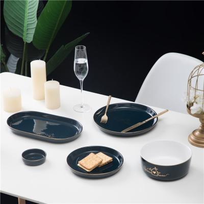 China Wholesale New Product Stocked Under Glazed Comfortable Ceramic Tableware Home Used Ceramic Dinner Set for sale