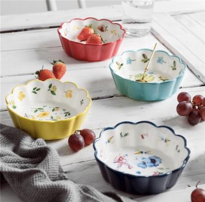 China Stored Kitchen Bakeware Bakeware Molds Wholesale Hand Painted European Round Tray Ceramic Bakeware For Nodric for sale