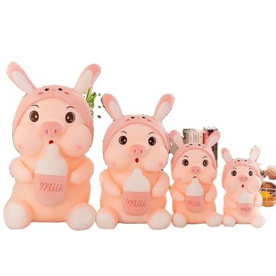 China 2021 Best Gift Milk Bottle Stuffed Animal Pig Baby Pig Birthday Animal Home Toy Set Wedding Plush Doll Decoration Unisex Children for sale