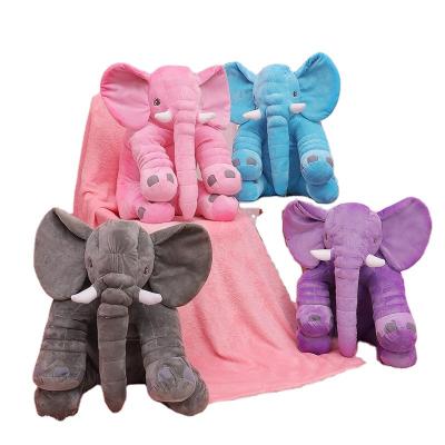 China Safe and Cozy and Lovely Shape Cartoon Comfort Elephant Rest Multifunctional Elephant Covering Doll Plush Toy Removable Pillow Cover for sale