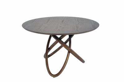 China Recycled Modern Hout Ronde Eettafel Nordic Met Houten Been Te koop