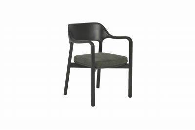 China Sillones de comedor confortables tapizados con brazo negro de tejido ODM en venta