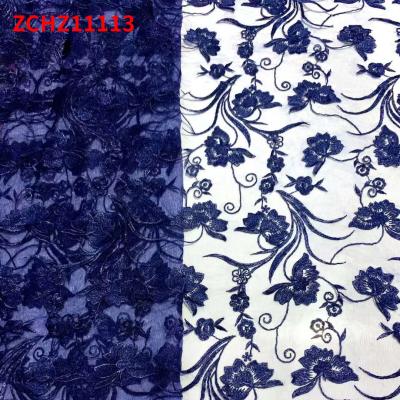 China /November/Newly 2021 Viable Designed Monochromatic Mesh Thorn Finial Embroidery Tulle Lace Fabric/ZCHZ11113 for sale