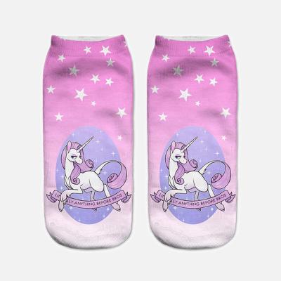 China Unicorn Socks Women Kawaii Ankle Licorne Chaussette Femme Calcetines Mujer Cute Art Print 3D Print for sale