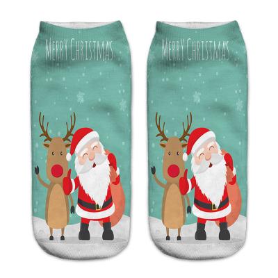 China Copy New 3D Printed Santa Elk Women Low Cut Socks Snowman Christmas Socks Cartoon Novelty New Year Gift Unisex Socks for sale