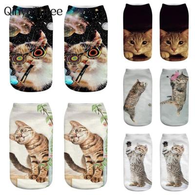 China 3D Cute Funny Animal Print Women's Kitten Socks Women Ankle Socks Unisex Fashion Socks Cartoon Cat For Female for sale