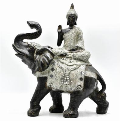 China China Polyresin Indoor Decor Large Size Outdoor Garden Buddha Sitting On Elephant Statue for sale