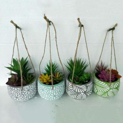 China Modern Morden Design Home and Garden Flower Cement Plant Pots Hanging Cement Flower Pot for sale