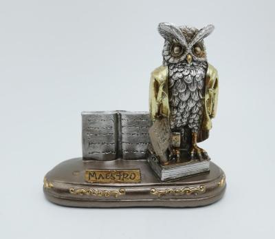 China China Resin Statue Standing Animal Owl, Polyresin Owl With Book Figurine for sale