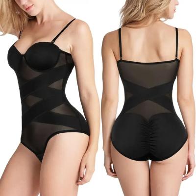 China Wholesale Antibacterial Faja Mesh Shaperwear Compression Double X-Cross Plus Size One Piece Lift Up Body Shaper Butt Lifter Jumpsuit For Women for sale