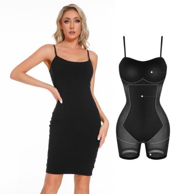 China Antibacterial Bodycon Dress Maxi Mini Built In Shapewear 8 Bra In Black Women 1 Slip Butt Sleeveless Backless Push Up Salon Dresses for sale