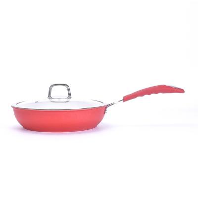 China Hot Sale High Quality Durable Marble Non-Stick Kitchen Sustainable Cooking Glass Cover Red Saute Pan for sale