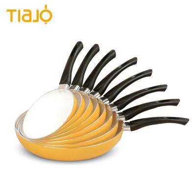 China Viable Aluminum Ceramic Yellow Frying Pan for sale