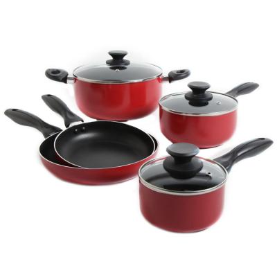 China Sustainable 8 Pcs Wholesale Cookware Sets Cheap Aluminum Cooking Pan And Pot Sets for sale