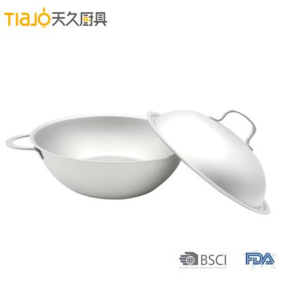 China Sustainable pure titanium cookware wok with titanium lid for sale