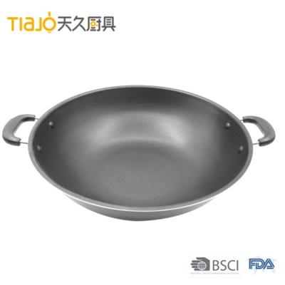 China Sustainable OEM Aluminum Cooking Wok Nonstick Coating Frying Wok Pan For Korea for sale