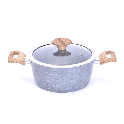 China Viable Popular Cheap Marble Cook Well Pot Nonstick Sauce Pot With Glass Lid for sale