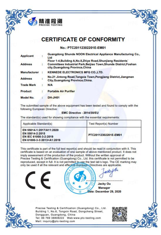 CE - Guangdong Shunde Noon Electrical Appliance Manufacturing Co., Ltd.