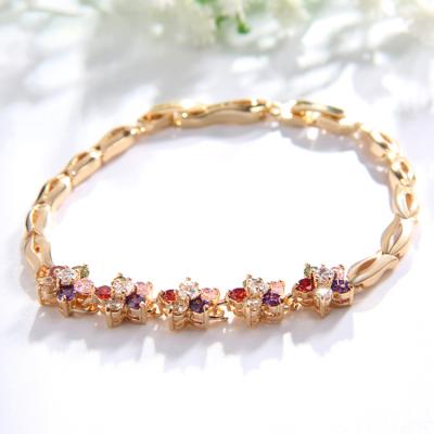 China Romantic fashion and popular jewelry 18K gold plated version aa version crystal zircon Korean lover romantic women's crystal color for sale