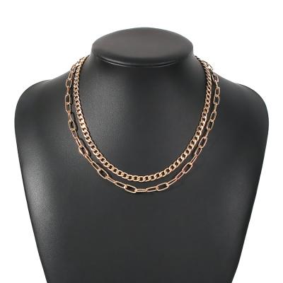 China European and American fashion border thick chain necklace double-layer fashion jewelry personality temperament female necklace for sale