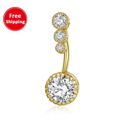 China Hot Romantic Dangle Stone Jewelry Amazon Navel Ring Round Copper Stainless Steel Surgical Belly Rings Piercing for sale