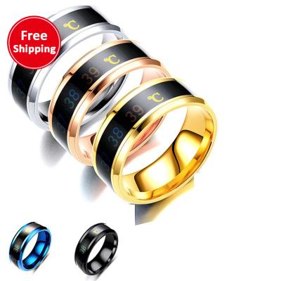 China Free Shipping Fashion/dorp Shipping Ring European And American Body Temperature Smart Couples Thermochromic Titanium Steel Ring for sale